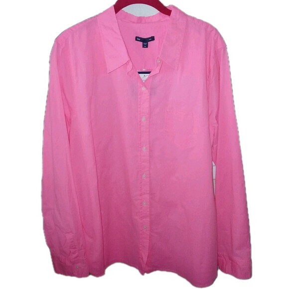 GAP Tops - NWT GAP Women XXL Preppy Career Casual Button Up 100% Cotton Top Blouse Hot Pink